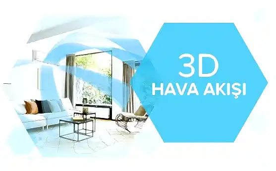 Klima, 3D hava akışıyla odanın her yerine eşit serinlik sağlıyor.