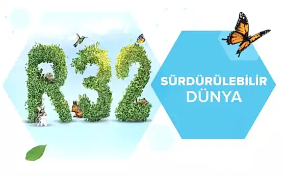 Sürdürülebilir dünya temasıyla, 2032 sayısı büyük yeşil bitki harfleriyle oluşturulmuş, arka planda gökyüzü ve doğa unsurları var.