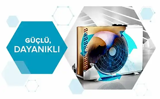 Güçlü ve dayanıklı klima, yüksek performans ve uzun ömür sağlar.
