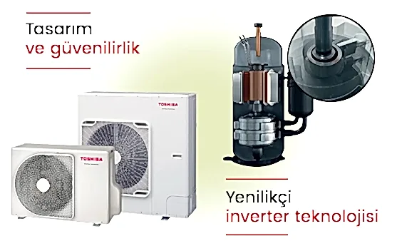 Modern Toshiba ısıtma ve soğutma sistemleri, yenilikçi inverter teknolojisiyle güvenli ve etkili performans sağlar.