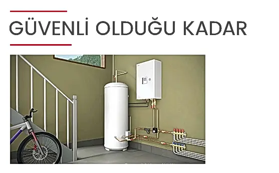 ısı pompasının resmi ve bağlantılarının olduğu fotoğrafta güvenliği ön plana çıkarılıyor.